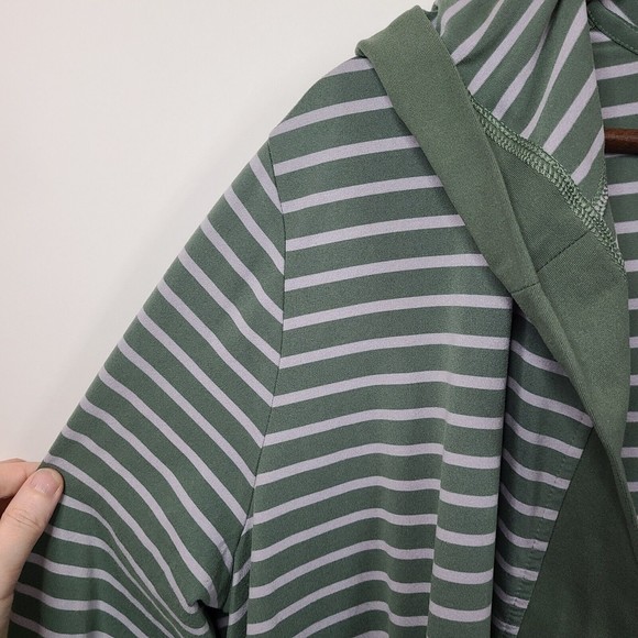 CuddlDuds Green Striped Open Front Hooded Cardigan Womens 1X - Picture 3 of 6